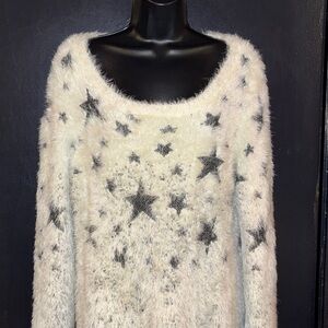 Lauren Michelle eyelash fuzzy sweater mini dress. Star design, large